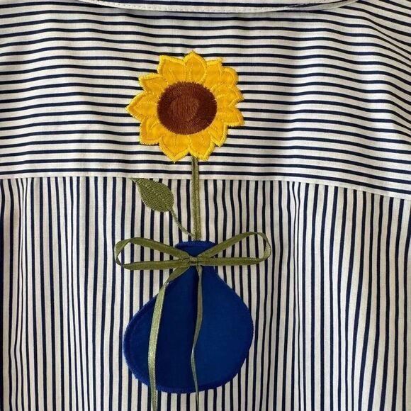 The Quacker Factory Women’s Embroidered Floral Striped Office M #2332 - Picture 9 of 13